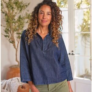 Frank & Eileen Gabi popover in denim